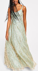 TLC Say Yes to the Prom Dress Ball Gown Juniors Size 7 Sage Green Gold Sequins