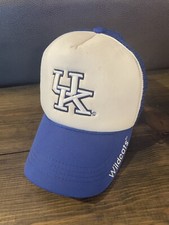 Vintage University of Kentucky Wildcats Hat Snapback Cap Blue White UK Trucker
