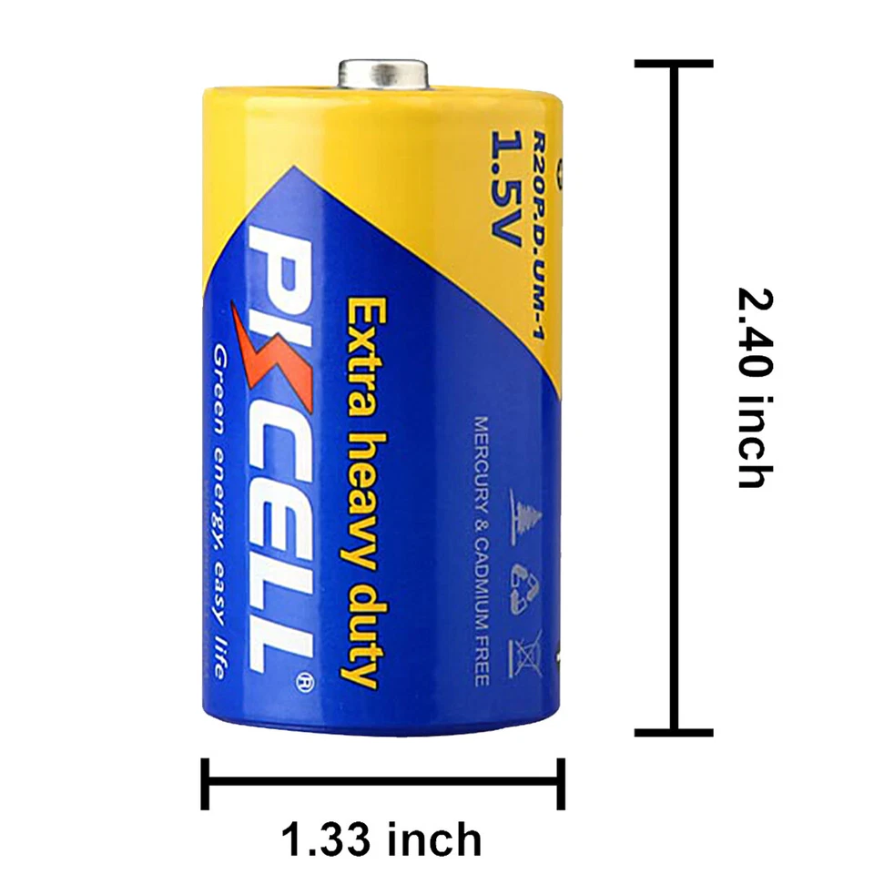 4Pcs D Cell Batteries Extra Heavy Duty 1.5V E95 R20P MN1300 Zinc-Carbon PKCELL - Image 2 of 3