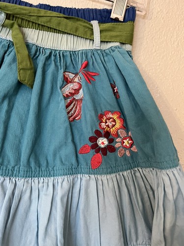 Oilily Tamari Apron Ruffle Skirt With Embroidered Birds size 116 or 6 Girls - Picture 4 of 9