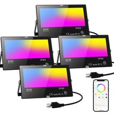 LED Flood Light Outdoor 800W Equivalent 8000LM, Smart RGB Color Changing Land...