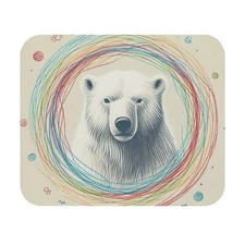 Mouse Pad (Rectangle) Polar Bear Flatlay View Scribbled Style Design 8