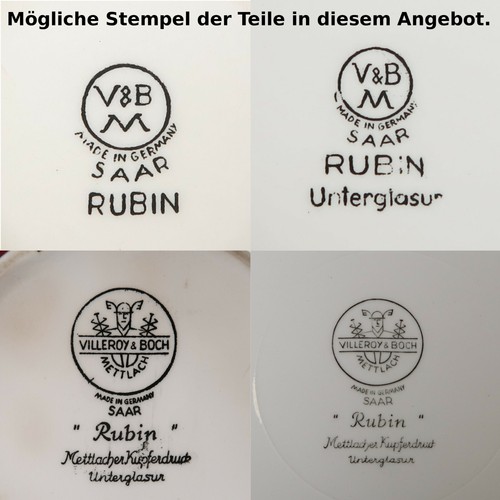 Villeroy & Boch RUBIN Mettlach Tasse Kanne Kuchen Teller Zuckerdose Kännchen V&B - Picture 2 of 8