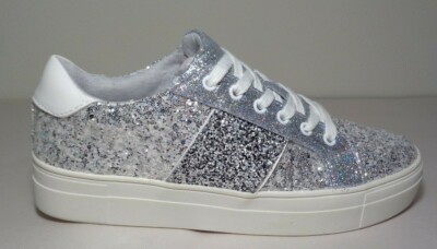 Aldo Size 7.5 M CONNEWITZ Silver Sparkle Lace Sneakers