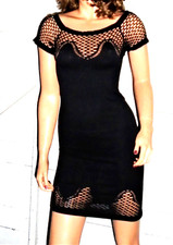 FGF Black Spandex Fishnet Bodycon Dress S