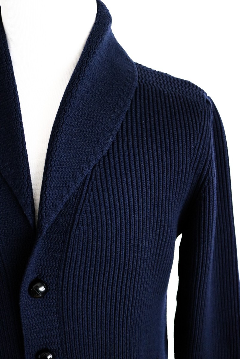 TOM FORD ダークブルーカーディガン TOM FORD Navy Blue McQueen Shawl Collar Cardigan Pullover Sweater