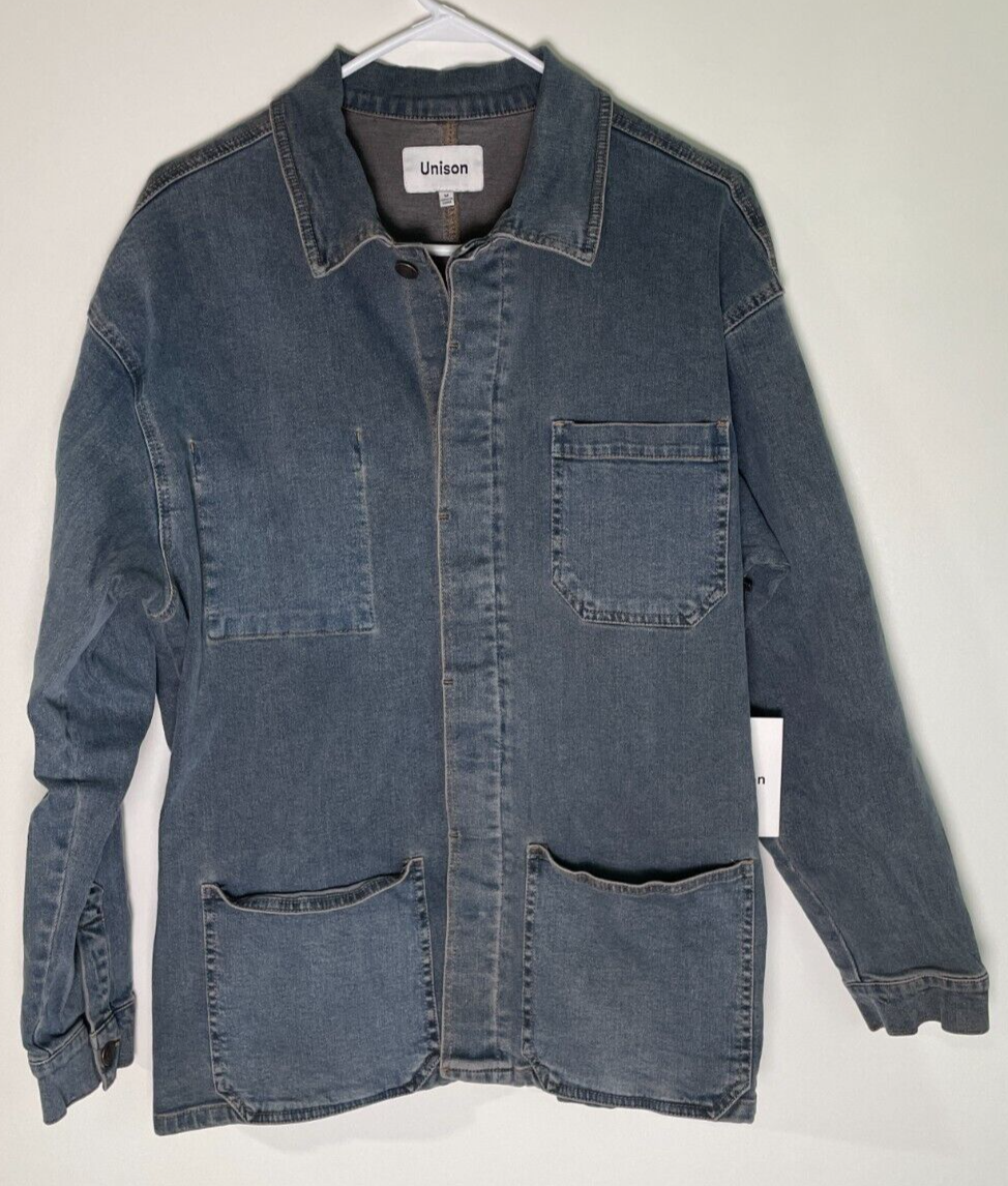 Unison Men's M The Max Washed Denim Chore Coat Jacket Multi Unison Men's M The Max Washed Denim Chore Coat Jacket Multi