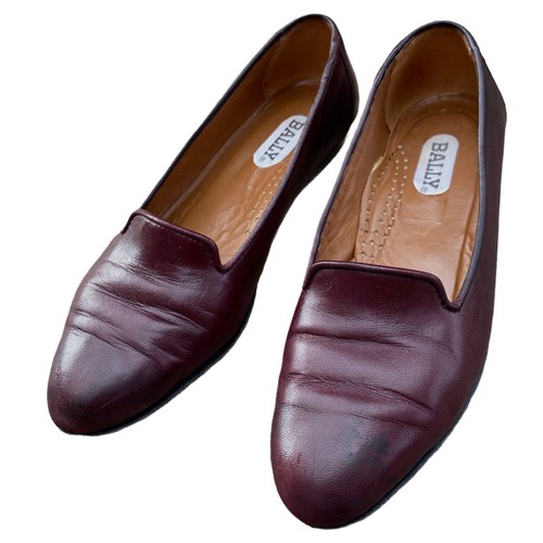 Bally Women Loafers Burgundy Red Flats 
