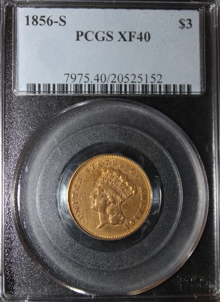 1856-S XF40 Three Dollar Gold Piece, PCGS 20525152 - Image 3 of 4
