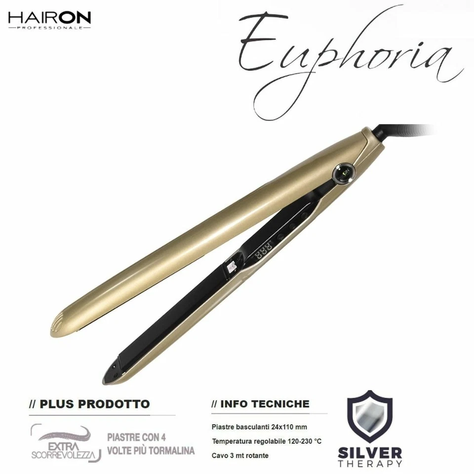 Hair On Euphoria Piastra Capelli Professionale 230° Gold Tormaline ion