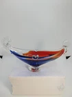 Vintage Murano Red and Blue Art Glass Gondola Boat Ashtray Dish