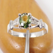 3Ct Oval Cut Green Sapphire Lab Created Genuine Ring 14K White Gold Plated