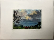 Franz Ehmke 1928 -2018 GDR Painter Berln Pankow Roofs Pastel Thunderstorm