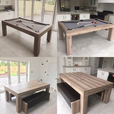 Rustic Oak Milano 10 12 Seater Dining American Pool Table 12 Seater Dining American Pool Table, Pool Dining Table