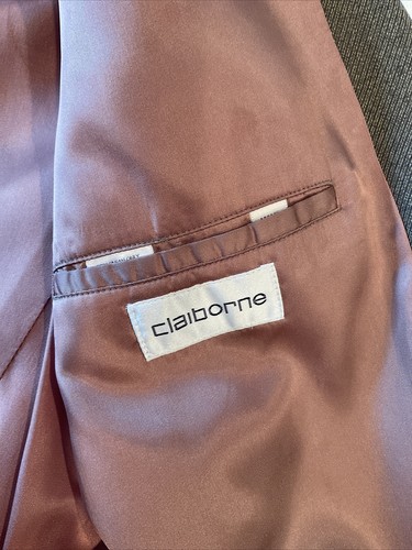claiborne mens blazer jacket Size 44 R Tan Brown Wool Sports Coat Jacket - Picture 11 of 12