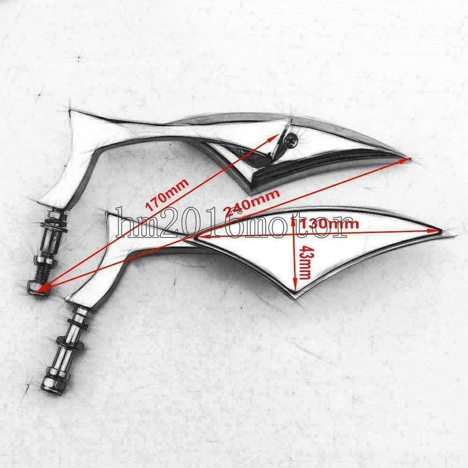 Espejos retrovisores cromados para motocicleta Harley-Davidson Road King FLHR Touring Foto 2 de 4