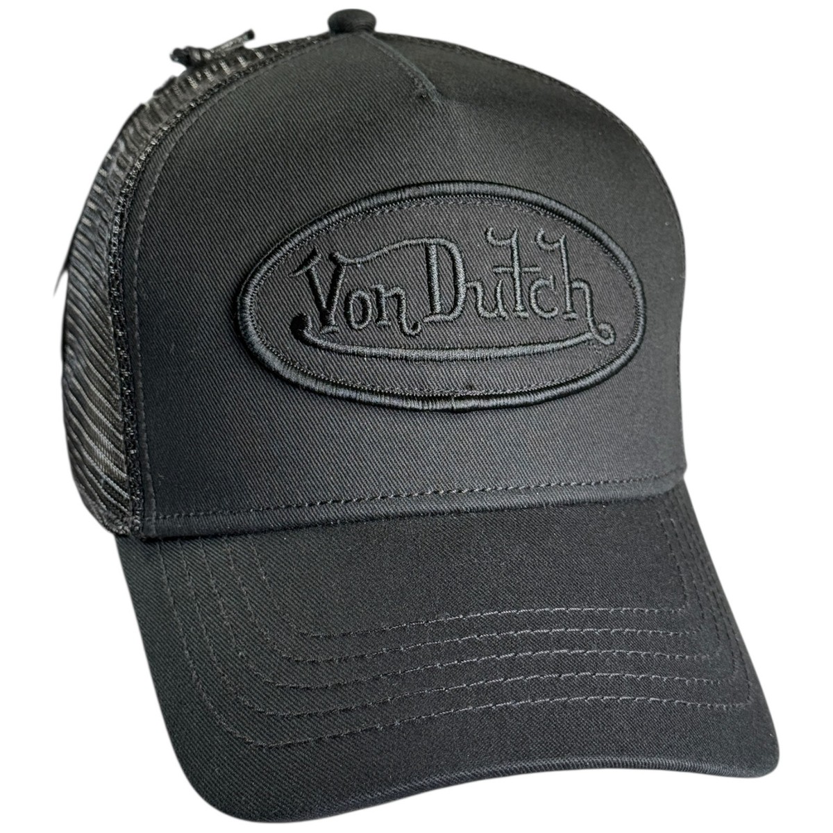Von Dutch Hat (TRIPLE BLACK Y2K) Style Trucker Mesh SnapBack BRAND