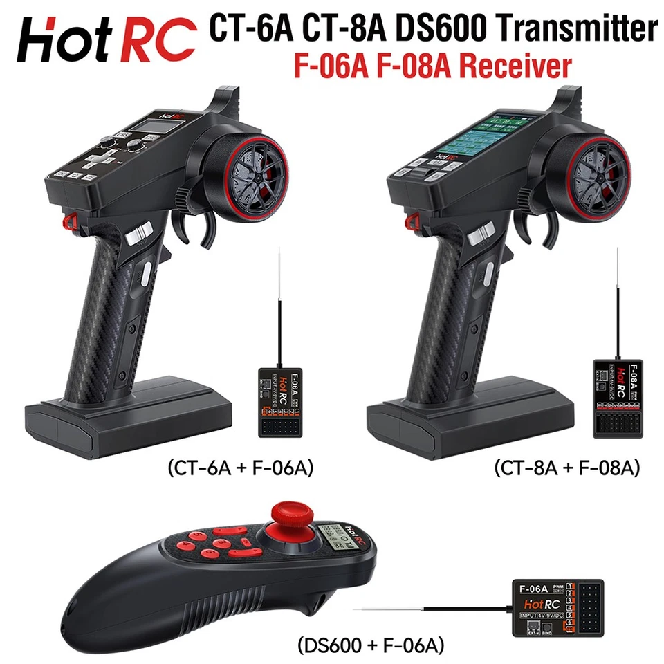 HotRC CT-6A/8A DS600 6CH 8CH 2.4G Transmitter Receiver Radio for RC Car Boat - Image 3 of 4