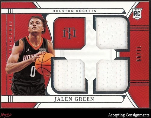 2021-22 Panini National Treasures #11 Jalen Green RC ROOKIE TRIPLE JERSEY 71/99