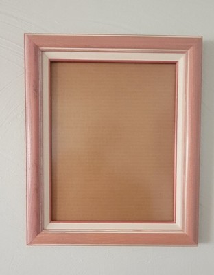 Vtg Picture Frame 18x15  With Linen Mat Border Holds 11x13 Photo Pink Cottagecor