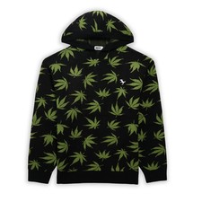  SALE Heavy Soft Knit Viscose Hoodie With Cannabis Leaf Design Black  Green