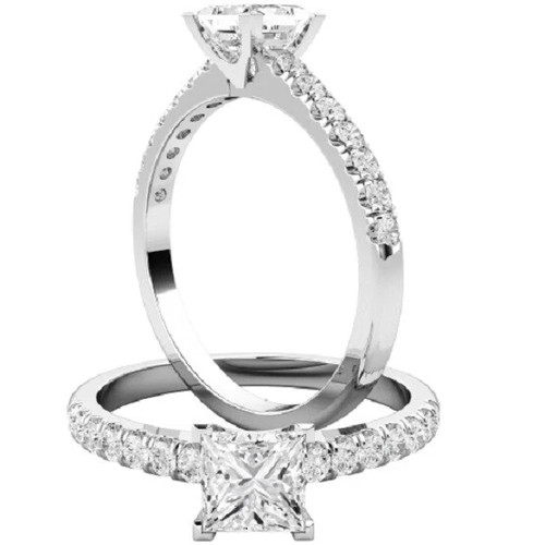 Lab-Created Princess Cut 1.30 Ct White Diamond Engagement Ring 14K ...