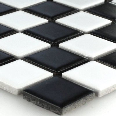 Keramik Mosaikfliesen Schachbrett Schwarz Weiß Matt Nassbereich Küchenfliese Bad