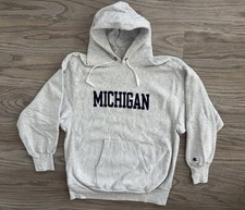 Vintage Champion Reverse Weave Michigan State Gray Hoodie Mens XL USA 90s