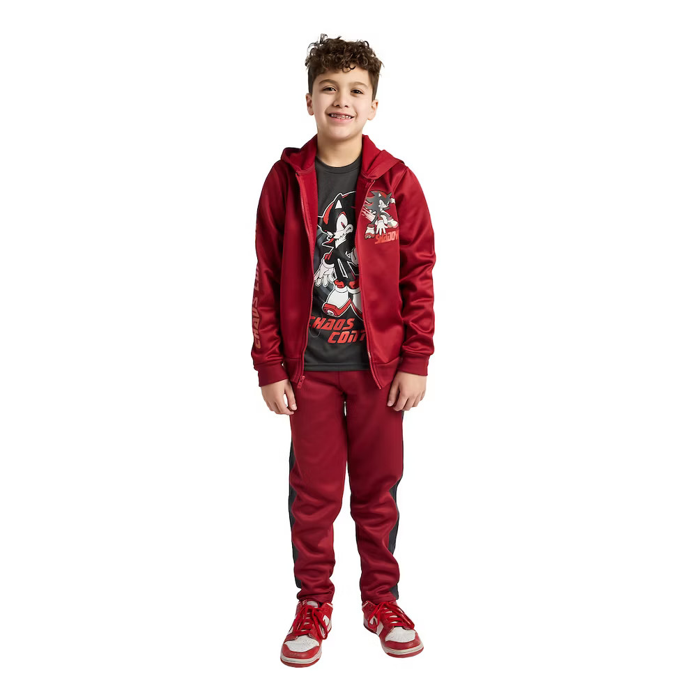 Sonic The Hedgehog Shadow Chaos Control Boy's 3-Pack Hoodie Tee - Joggers