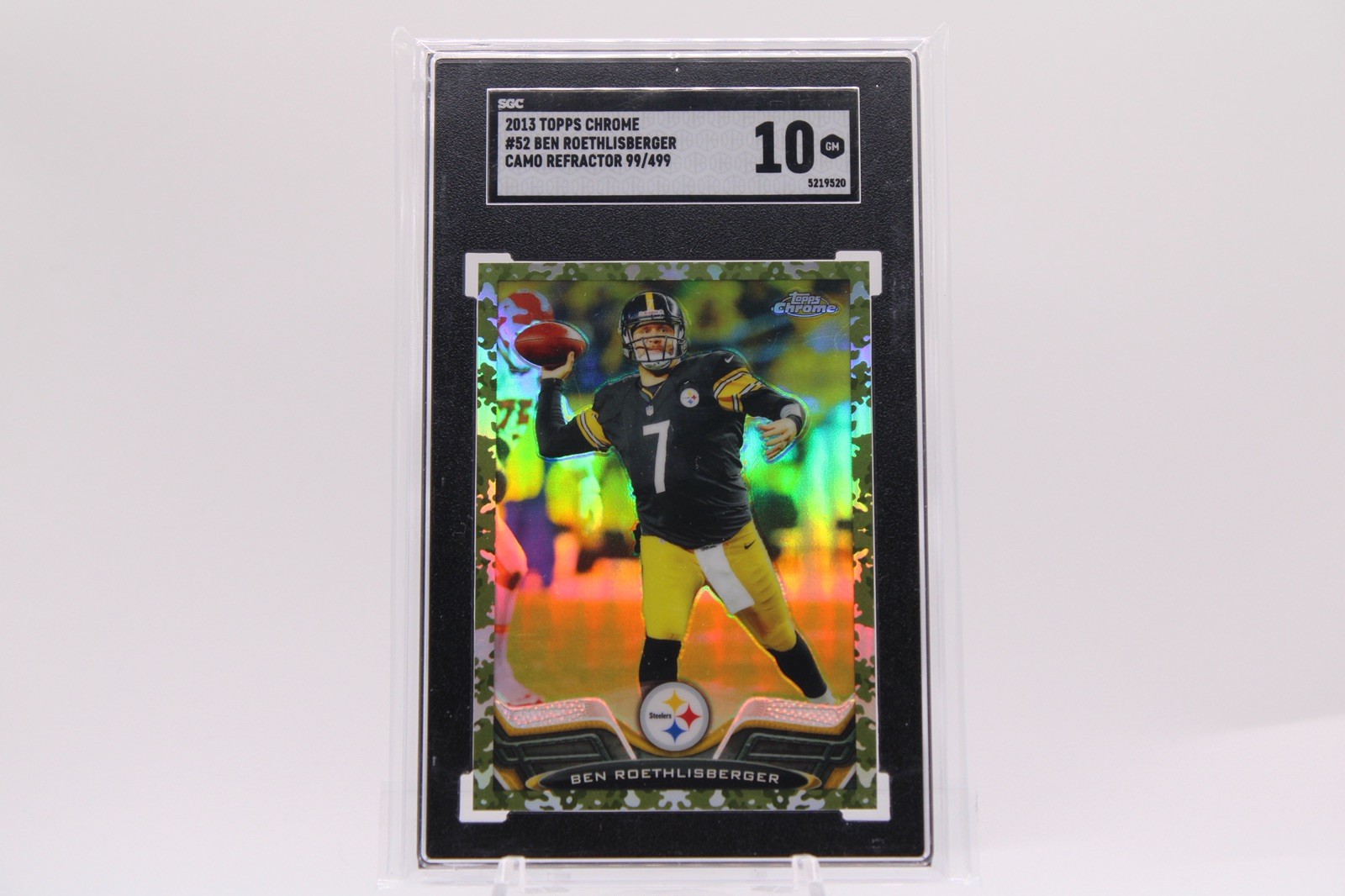 2013 Topps Chrome Camo Refractor #52 Ben Roethlisberger /499 SGC 10