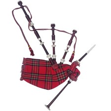 Scottish Bagpipe Rose Color with Royal Stewart Cover Cord Ivory Color Mounts