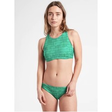 Athleta 36BC Maldives Printed Bikini Top tahiti aruba teal swim bathing suit SUP