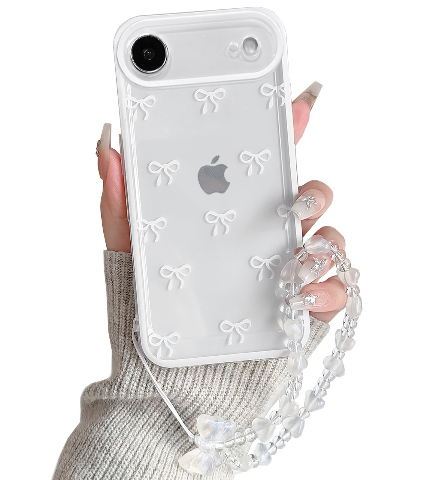 Coque transparente pour iPhone 17 Air avec motif nœud papillon rose en silicone