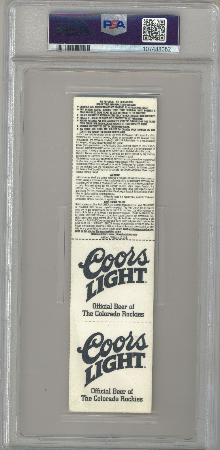 Ken Griffey Jr. 400th Home Run Ticket PSA Graded 3 with Babe Ruth Youngest Ever! view 2