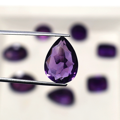 Set 8 Pcs Natural Amethyst Rich Violet 11mm-17mm Faceted Cut Untreated Gemstones - Picture 7 of 12