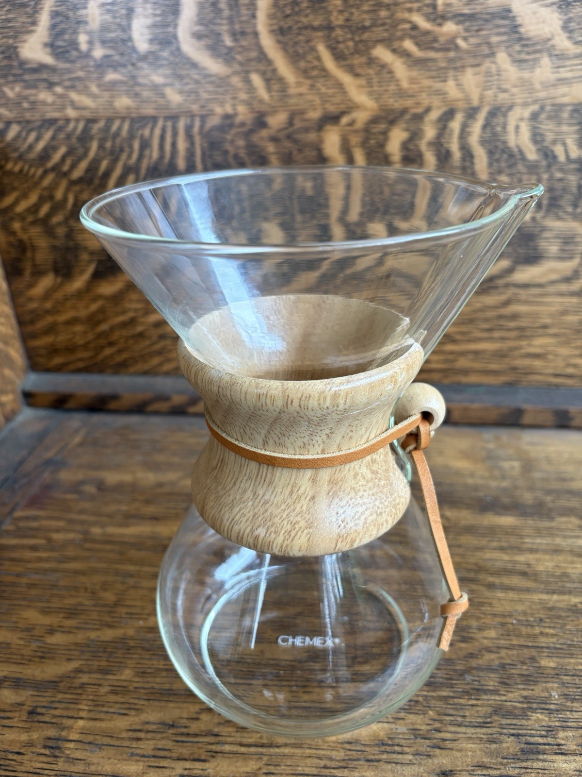 8 1/2 &ldquo; Tall 4 Cup  Wood Collar Leather