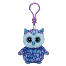 TY Beanie Boos - OSCAR the Blue Owl (Glitter Eyes) (Key Clip) - MWMTs Boo Toy