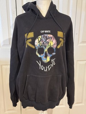 Off-White Diag Skulls Black Hoodie ''Design until you Die'' Size L Street Wear