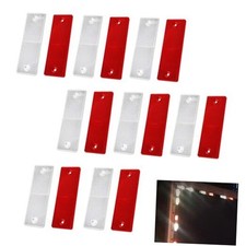 16PCS Red/White Self Adhesive Rectangle Reflectors, Road Safety Stick-on Rear