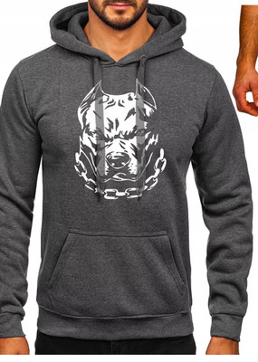 4HIM PITBULL FACE CHAIN   KETTEN REISSVERSCHLUSS HOODIE, BACK PRINT, GRAU DE DHL