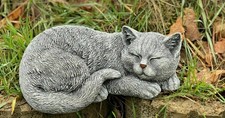Frostfeste Steinfigur Katze Betty schlafend cm Steinguss Garten Deko Gartenfigur