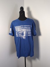 Grunt Style Bullet Flag T Shirt, Men's Large, Blue, Graphic Print