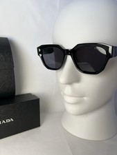 Prada Square Black Sunglasses Gray Tinted Lens with Case  Box