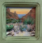 Big Bend Desert Sunset Original Acrylic Landscape Painting 5x5 Southwestern Art