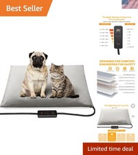Adjustable Pet Heating Pad for Dogs  Cats - 6 Temp Settings, Machine Washable