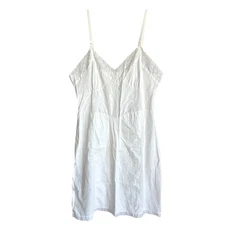 Vintage Sears Sanforized Sz 38 Tall White Eyelet Nightgown Cotton Chemise Slip