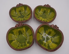 Vintage California Sequoia Ware Pottery Green Apple Bowls 801B USA Set of 4