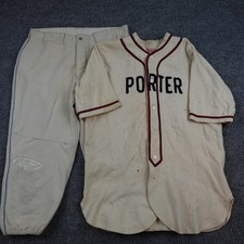 True Vintage 1930s Porter Jersey Mens White Baseball R.S. Elliott Arms Wool