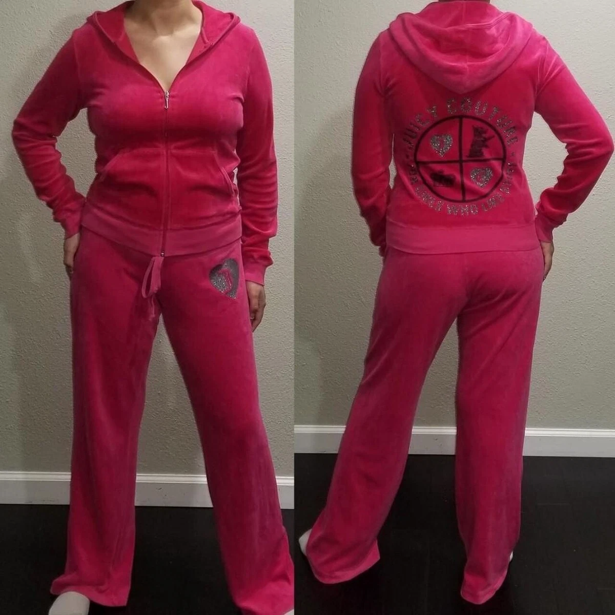 Juicy Couture TrackSuit Matching Set Velour Pink Medium Large