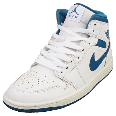 Nike Air Jordan 1 Mid Se Mens White Blue Fashion Sneakers - 8.5 US 